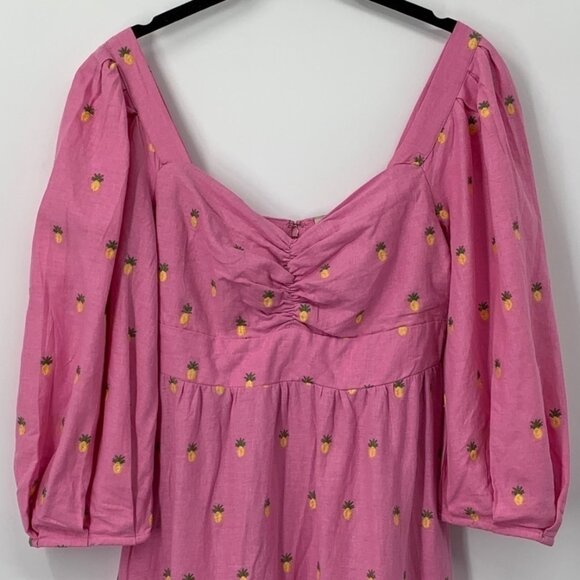 Farm Rio Embroidered Pineapples Midi Sweetheart Dress XS - Picture 7 of 9